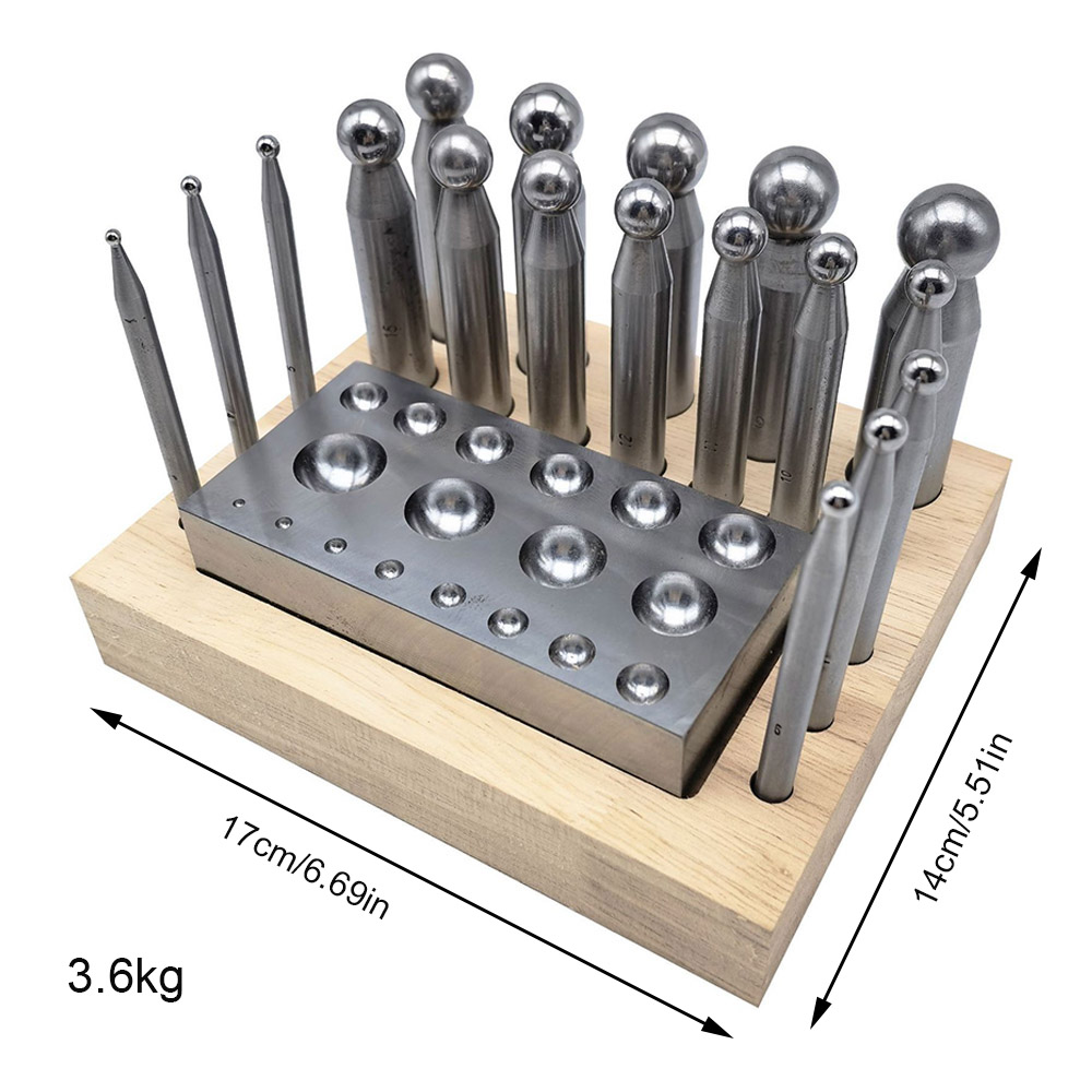 19PCS High Quality Steel Dappi - Dapping Block And Punch Set Jewelry Doming recension och pris